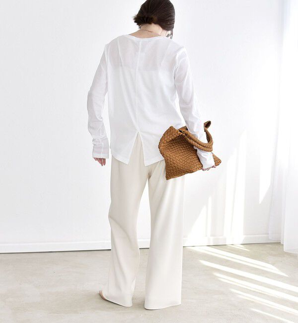 quaranciel「《予約》quaranciel:〈接触冷感/手洗い可能〉シアー コットン クルーネック ロンTEE」|Tシャツ・カットソー|