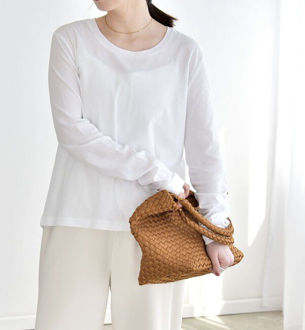 quaranciel「《予約》quaranciel:〈接触冷感/手洗い可能〉シアー コットン クルーネック ロンTEE」|Tシャツ・カットソー|