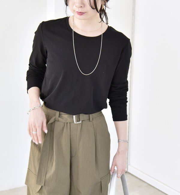 quaranciel「《予約》quaranciel:〈接触冷感/手洗い可能〉シアー コットン クルーネック ロンTEE」|Tシャツ・カットソー|