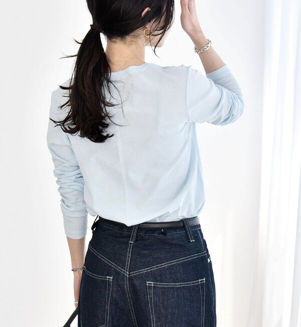 quaranciel「《予約》quaranciel:〈接触冷感/手洗い可能〉シアー コットン クルーネック ロンTEE」|Tシャツ・カットソー|