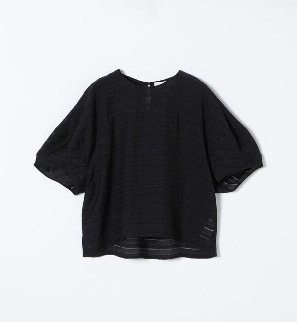 quaranciel「《予約》quaranciel:〈洗濯機可能〉ジャガード ボーダー シアー ブラウス」|シャツ・ブラウス|