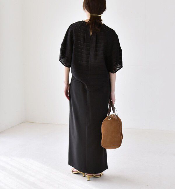 quaranciel「《予約》quaranciel:〈洗濯機可能〉ジャガード ボーダー シアー ブラウス」|シャツ・ブラウス|