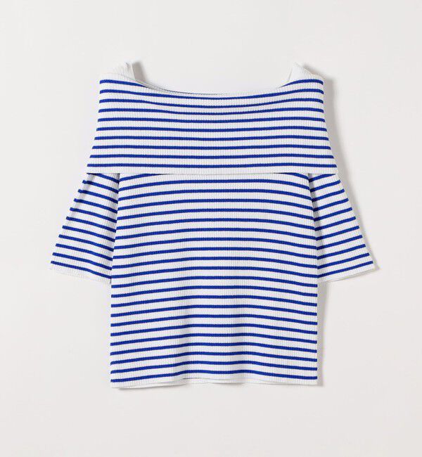 quaranciel「《予約》quaranciel:〈洗濯機可能〉オフショルダー ハーフスリーブ リブ ニット」|ニット・セーター|