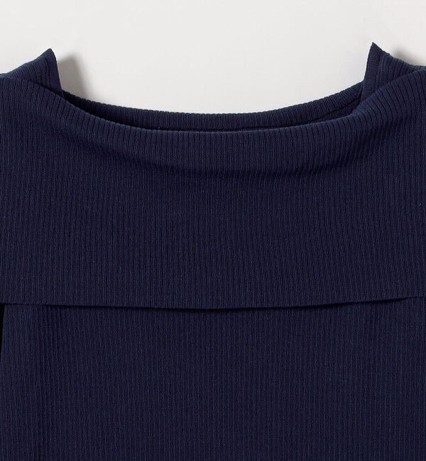 quaranciel「《予約》quaranciel:〈洗濯機可能〉オフショルダー ハーフスリーブ リブ ニット」|ニット・セーター|