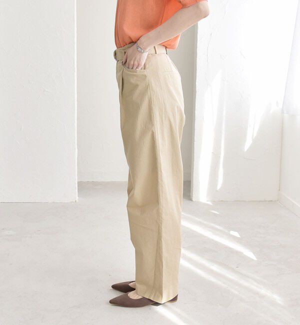 quaranciel「《予約》quaranciel:〈洗濯機可能〉コットン ベルト ハイウエスト テーパード パンツ」|チノ|