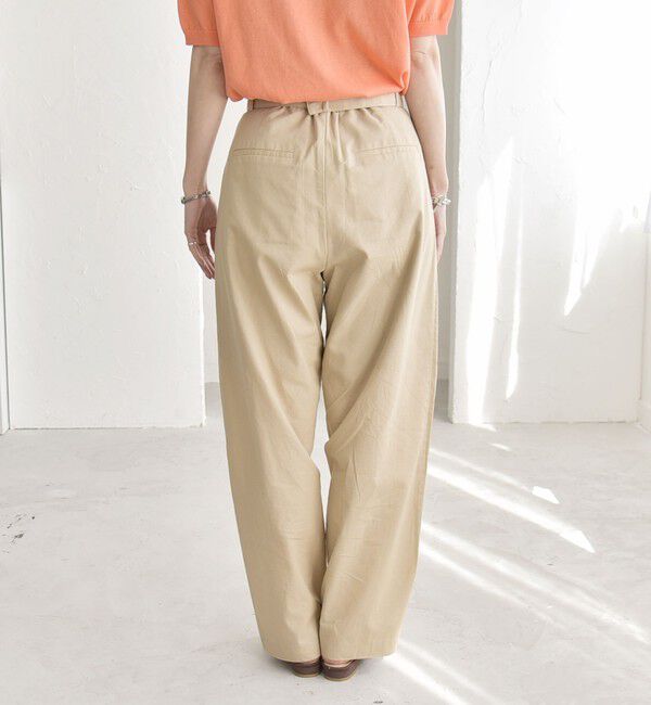 quaranciel「《予約》quaranciel:〈洗濯機可能〉コットン ベルト ハイウエスト テーパード パンツ」|チノ|