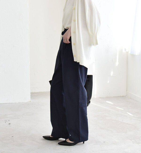 quaranciel「《予約》quaranciel:〈洗濯機可能〉コットン ベルト ハイウエスト テーパード パンツ」|チノ|