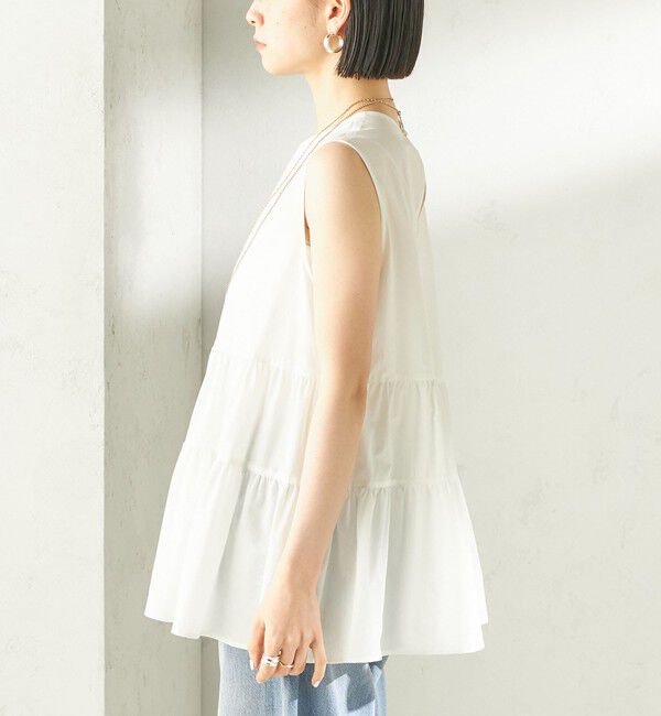 SHIPS for women「《予約》〈接触冷感 / 撥水加工〉TEXBRID(R) タフタ ノースリーブ ブラウス」|シャツ・ブラウス|