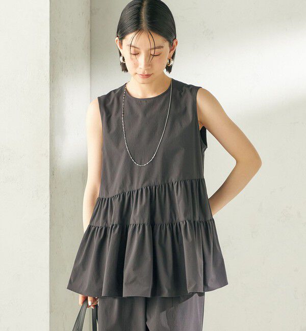 SHIPS for women「《予約》〈接触冷感 / 撥水加工〉TEXBRID(R) タフタ ノースリーブ ブラウス」|シャツ・ブラウス|