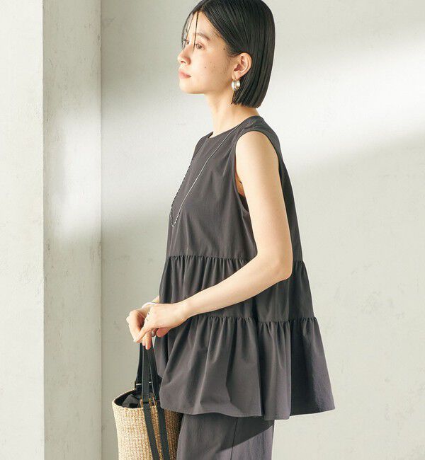 SHIPS for women「《予約》〈接触冷感 / 撥水加工〉TEXBRID(R) タフタ ノースリーブ ブラウス」|シャツ・ブラウス|