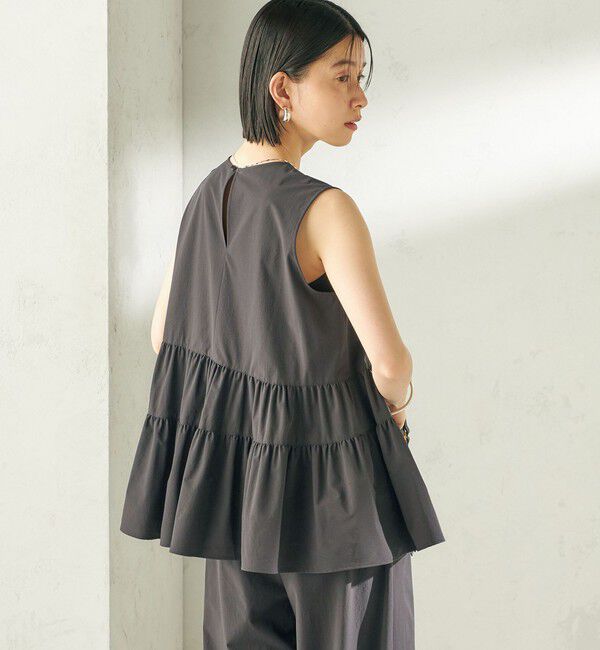 SHIPS for women「《予約》〈接触冷感 / 撥水加工〉TEXBRID(R) タフタ ノースリーブ ブラウス」|シャツ・ブラウス|