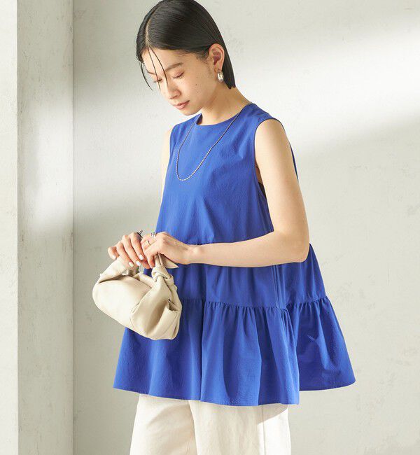 SHIPS for women「《予約》〈接触冷感 / 撥水加工〉TEXBRID(R) タフタ ノースリーブ ブラウス」|シャツ・ブラウス|