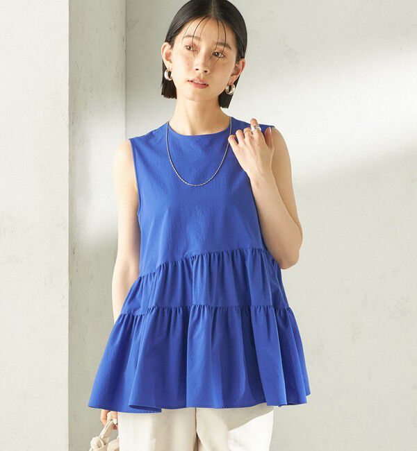 SHIPS for women「《予約》〈接触冷感 / 撥水加工〉TEXBRID(R) タフタ ノースリーブ ブラウス」|シャツ・ブラウス|