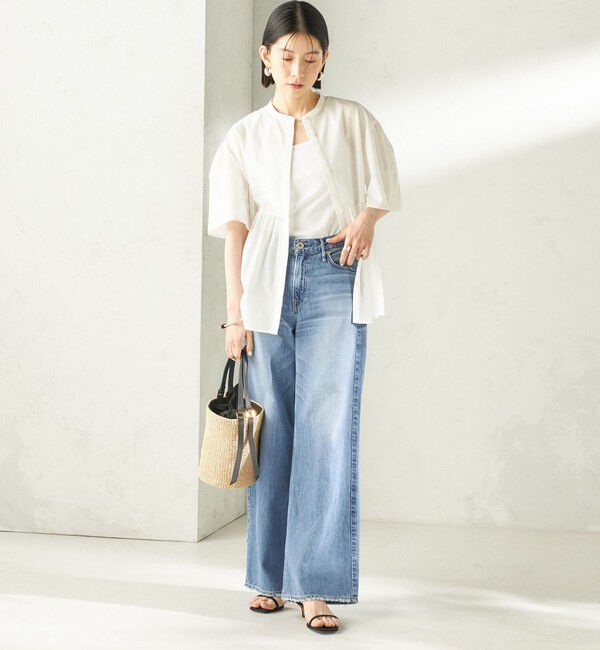 SHIPS for women「《予約》〈接触冷感 / 撥水加工〉TEXBRID(R) タフタ ショート スリーブ 羽織 シャツ」|シャツ・ブラウス|