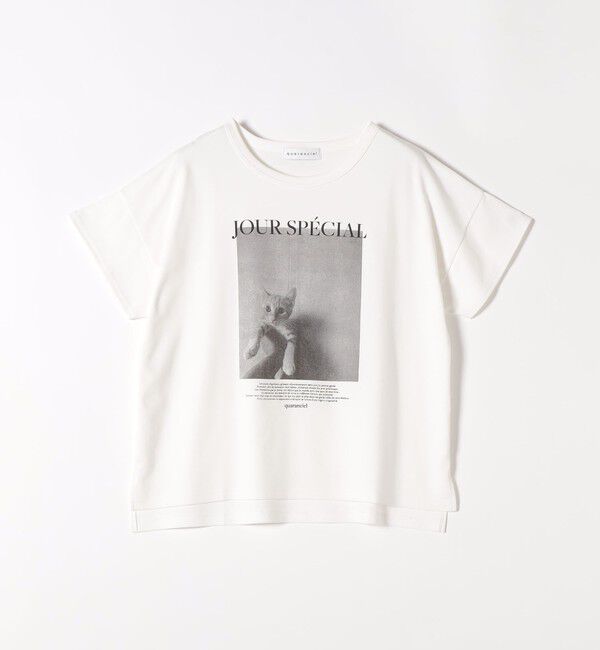 quaranciel「《予約》quaranciel:〈接触冷感/汗染み防止加工/洗濯機可能〉CAT プリント TEE」|Tシャツ・カットソー|
