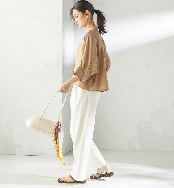 SHIPS for women「《予約》〈手洗い可能〉ドライ シャンタン フロント タック パンツ」|その他|