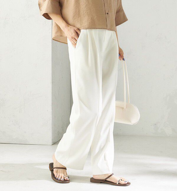 SHIPS for women「《予約》〈手洗い可能〉ドライ シャンタン フロント タック パンツ」|その他|