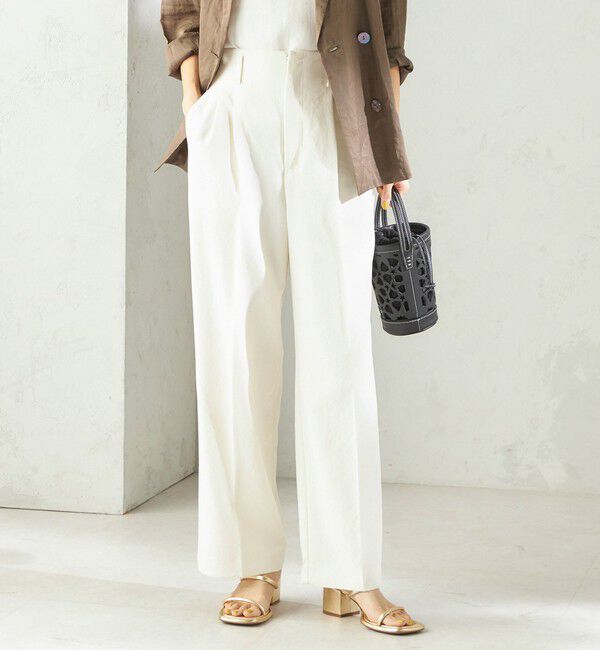 SHIPS for women「《予約》〈手洗い可能〉ドライ シャンタン フロント タック パンツ」|その他|