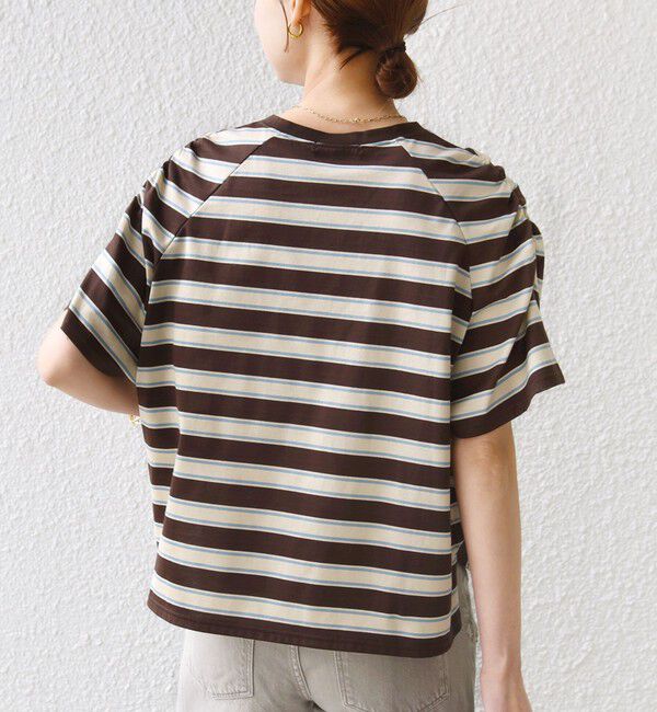 SHIPS for women「《予約》〈手洗い可能〉ボーダー / ソリッド 袖ギャザー ショートスリーブ プルオーバー」|Tシャツ・カットソー|