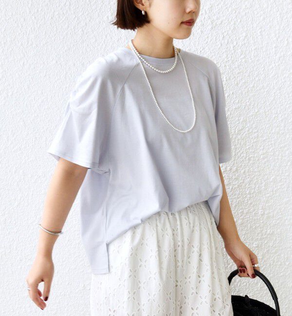 SHIPS for women「《予約》〈手洗い可能〉ボーダー / ソリッド 袖ギャザー ショートスリーブ プルオーバー」|Tシャツ・カットソー|