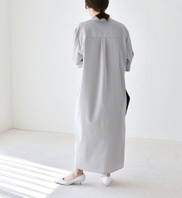 quaranciel「《予約》quaranciel:〈洗濯機可能〉CALCULO(R)使用 バンドカラー シャツ ワンピース」|ワンピース|