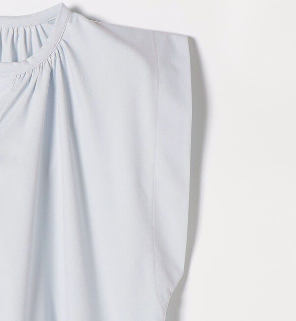 quaranciel「《予約》quaranciel:〈接触冷感/UVカット/吸水速乾/洗濯機可能〉スキッパー ギャザー シャツ カットソー」|シャツ・ブラウス|