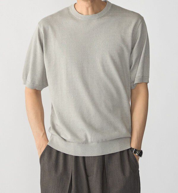 SHIPS「SHIPS:〈接触冷感/ 手洗い可能〉ラミー ニット Tシャツ」|ニット・セーター|グレー
