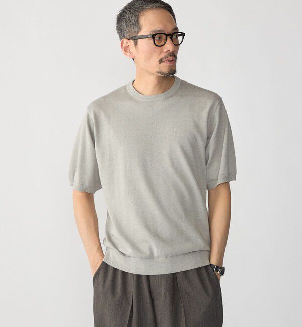 SHIPS「SHIPS:〈接触冷感/ 手洗い可能〉ラミー ニット Tシャツ」|ニット・セーター|