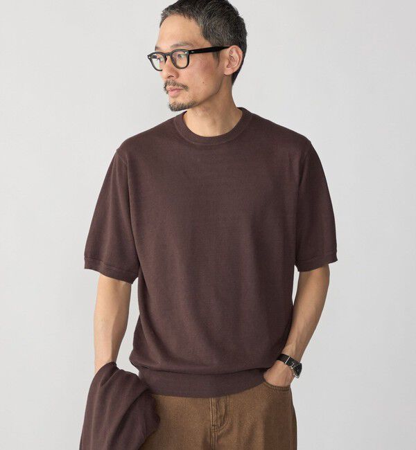 SHIPS「SHIPS:〈接触冷感/ 手洗い可能〉ラミー ニット Tシャツ」|ニット・セーター|