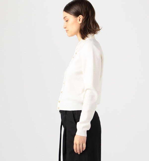 CABaN「コットンカシミヤ レースコンビポケットカーディガン」|カーディガン|