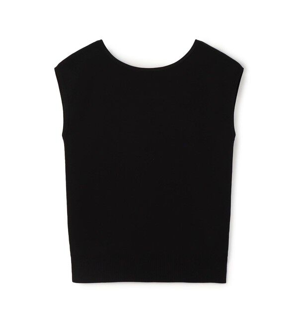 CABaN「コットンポリエステル バックオープンフレンチスリーブプルオーバー」|ニット・セーター|19 ブラック