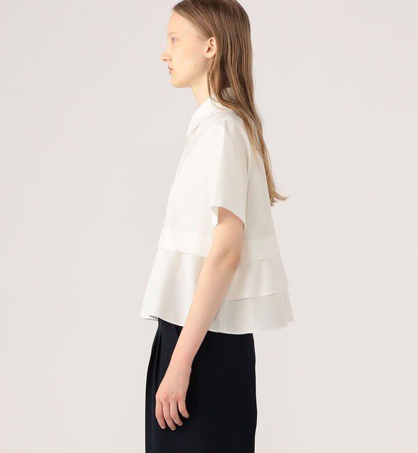 CABaN「タイプライターダブルクロス アシンメトリックフリルシャツ」|シャツ・ブラウス|