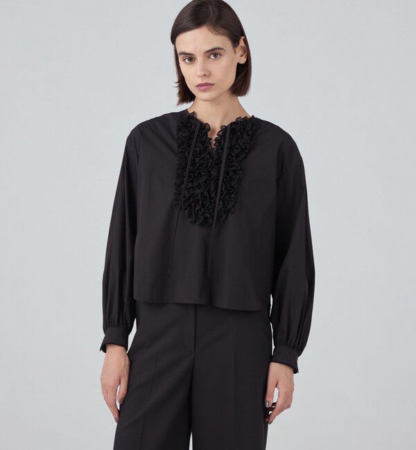 TOMORROWLAND collection「ブラックコンビネーション フリルブラウス」|シャツ・ブラウス|