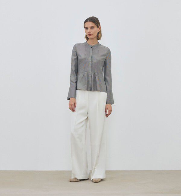 DES PRES「サテンジョーゼット タックワイドパンツ」|スラックス|