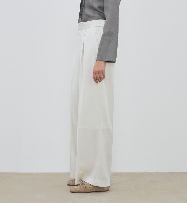 DES PRES「サテンジョーゼット タックワイドパンツ」|スラックス|