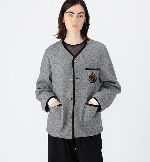 CABaN「CABaN ウールコットンダブルフェイス カラーレスジャケット」|ノーカラーコート|