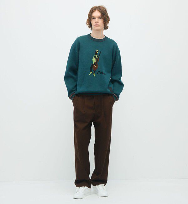 CABaN「CABaN コットンカシミヤジャカード JAZZ WOODBASE クルーネックプルオーバー」|ニット・セーター|