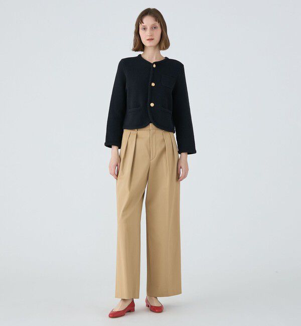 MACPHEE「モスライクステッチ クルーネックジャケット」|ノーカラージャケット|