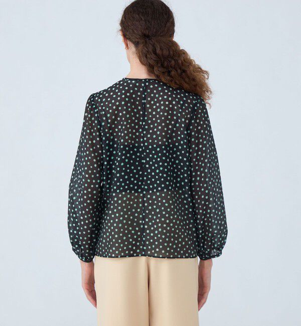 Ballsey「シアーフラワープリント フリルギャザーブラウス」|シャツ・ブラウス|