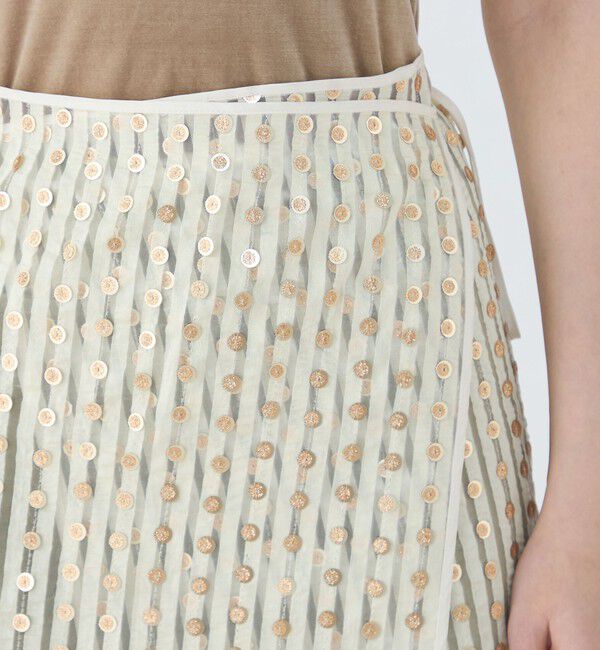 MACPHEE「ストライプスパンコール ラップミディスカート」|スカート|