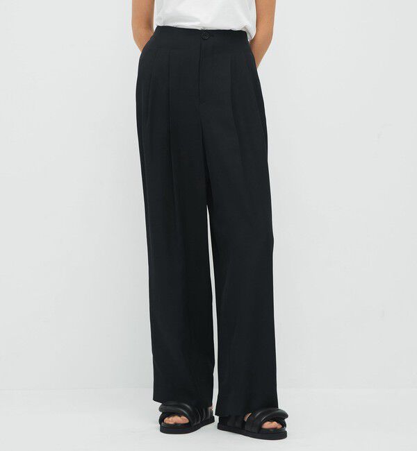 CABaN「レーヨンシルクツイル 2タックパンツ」|チノ|