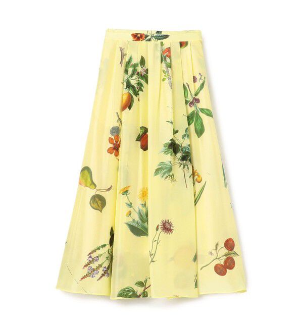 CABaN「シルク Green Showerプリント フレアスカート」|スカート|22 イエロー系