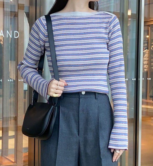 MACPHEE「コットンリブ ボートネックプルオーバー」|ニット・セーター|14 グレー系