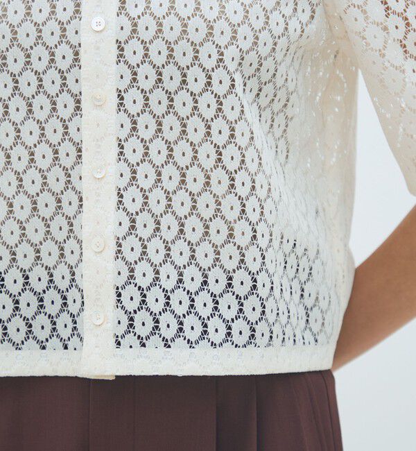MACPHEE「フロッキーレース ハーフスリーブブラウス」|シャツ・ブラウス|