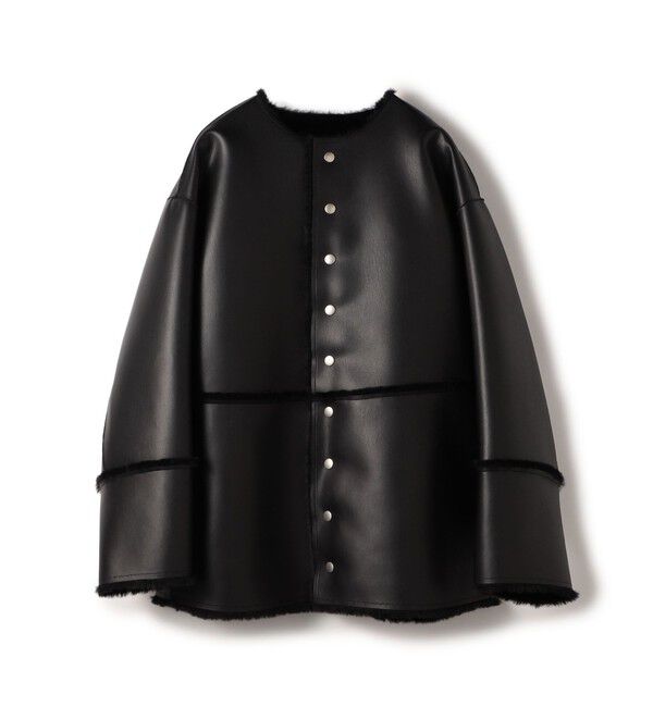 MACPHEE「フェイクムートン リバーシブルショートコート」|ノーカラーコート|