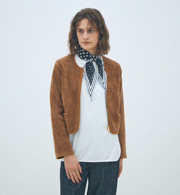 MACPHEE「シェニールジャカード ジップアップカーディガン」|カーディガン|