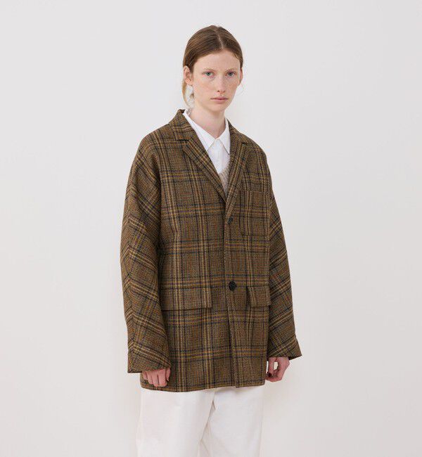 GALERIE VIE「チェビオットツイード ドルマンスリーブコート」|チェスターコート|