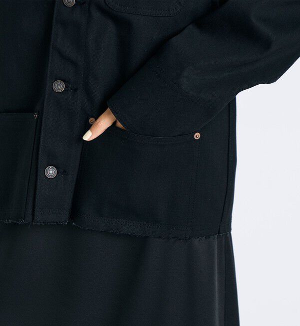 Edition「カットオフ ブラックデニム カバーオール」|ブルゾン・スタジャン|