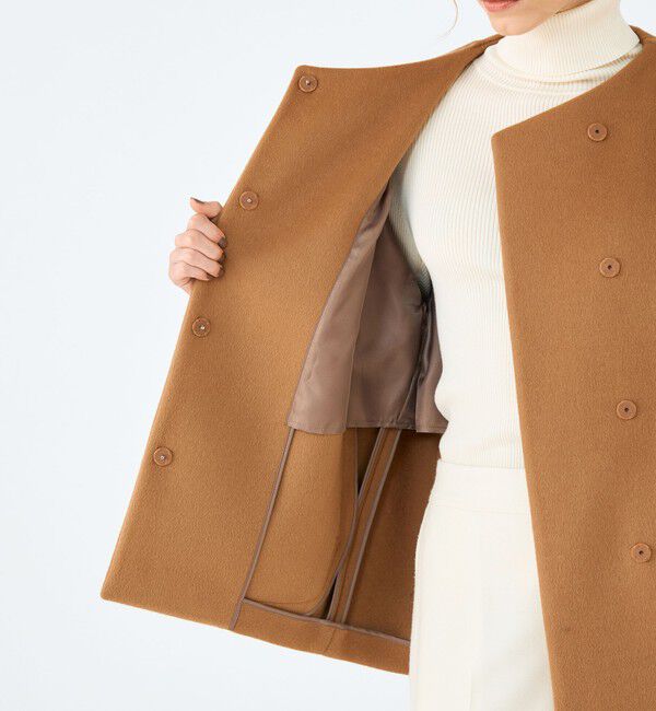 Ballsey「ウールカシミヤビーバー ショートコクーンコート」|ノーカラーコート|