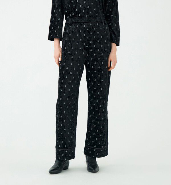 SOULEIADO「ベロアエンブロイダリー ナローストレートパンツ」|その他|